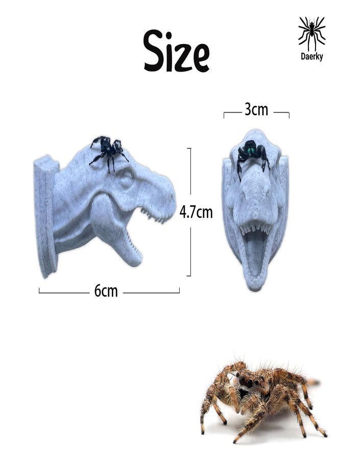 Daerky Jumping Spider Hide,3D Printed Dinosaur Head - A Fun Habitat for Jumping Spiders, Small Reptiles, and Small Pets, Suitable for Home Decor with Animal Enclosures (Marble Color) - Image 3